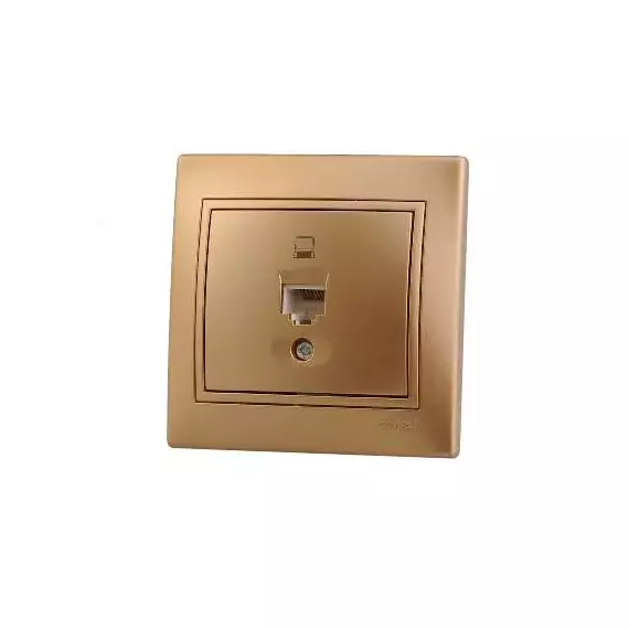 Розетка компьютерная 1-м СП Мира RJ45 метал. зол. LEZARD 701-1313-139