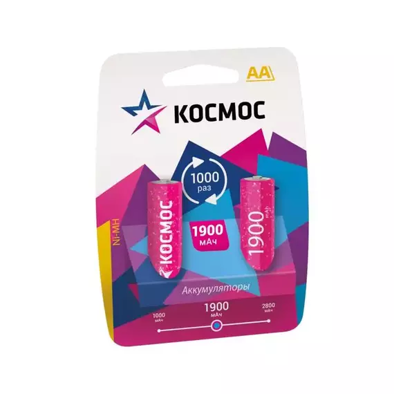 Аккумулятор R6 NI-MN 1900мА.ч BP-2 (блист.2шт) Космос KOCR6NIMH(1900MAH)