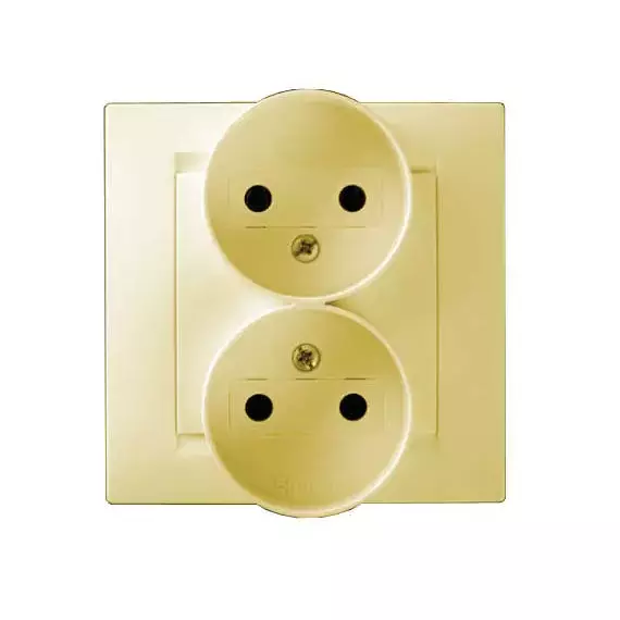Розетка 2-м СП Simon15 16А IP20 250В без заземл. винт. клеммы сл. кость Simon 1590457-031