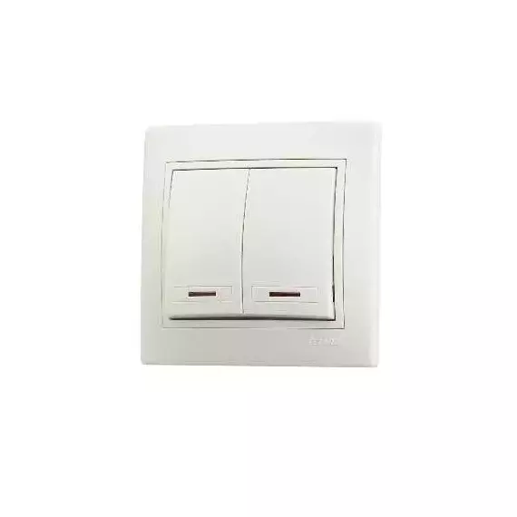 Выключатель 2-кл. СП Мира 10А IP20 с подсветкой со вставкой крем. LEZARD 701-0303-112