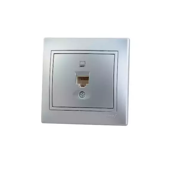 Розетка компьютерная 1-м СП Мира RJ45 метал. сер. LEZARD 701-1010-139