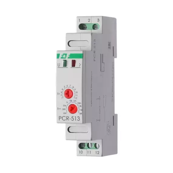 Реле времени PCR-513 (задержка вкл. 230В 8А 1перекл. IP20 монтаж на DIN-рейке) F&F EA02.001.003