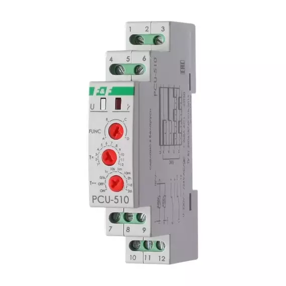 Реле времени PCU-510 (многофункц. 230В 2х8А 2перекл. IP20 монтаж на DIN-рейке) F&F EA02.001.009