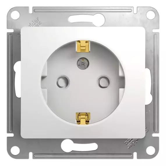 Механизм розетки 1-м СП Glossa 16А IP20 с заземл. защ. шторки бел. SchE GSL000145