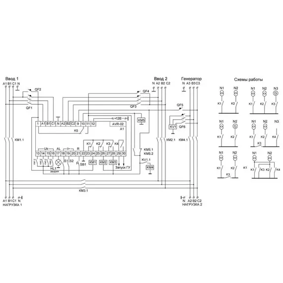 Устройство управления резервным питанием AVR-02 (3х400В+N; 5 перекл. х8А; IP20) F&F EA04.006.004, изображение 2