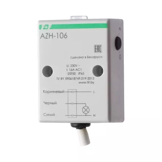 Фотореле AZH-106 (встроенный фотодатчик на плоскость 230В 16А 1 перекл. IP65) F&F EA01.001.002