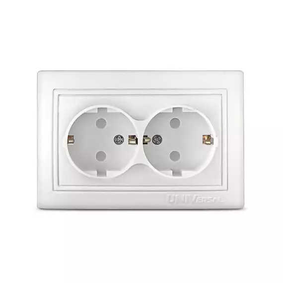Розетка 2-м СП Севиль 16А IP24 с заземл. защ. шторки бел. UNIVersal С0050