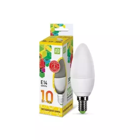 Лампа светодиодная LED-СВЕЧА-std 10Вт 230В E14 3000К 900Лм ASD 4690612015507