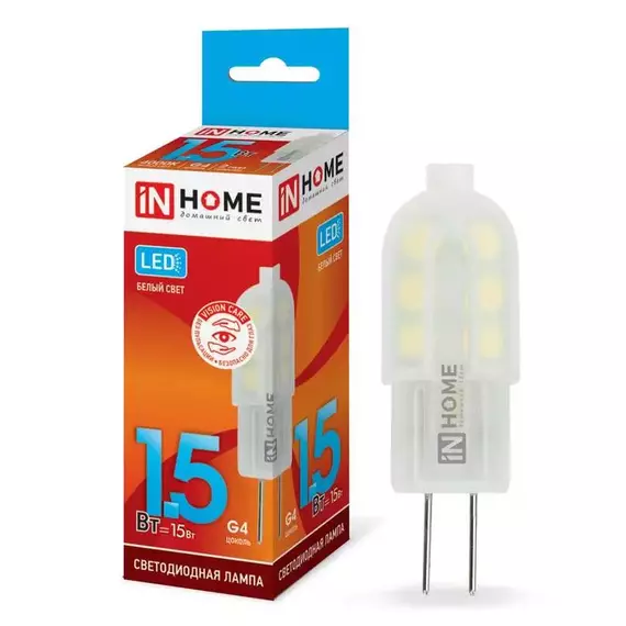 Лампа светодиодная LED-JC-VC 1.5Вт 12В G4 4000К 95лм IN HOME 4690612019758