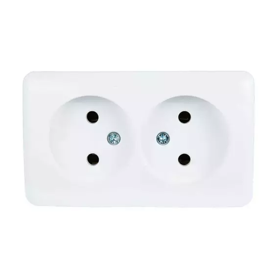 Розетка 2-м ОП Viola 16А IP20 без заземл. бел. LEZARD 751-0200-128