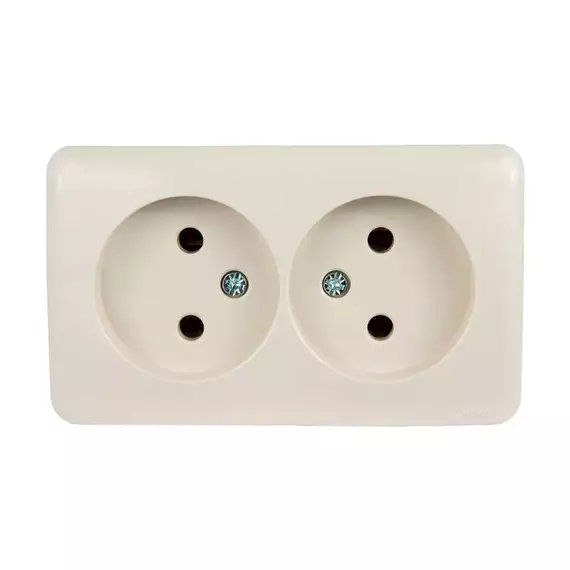 Розетка 2-м ОП Viola 16А IP20 без заземл. крем. LEZARD 751-0300-128
