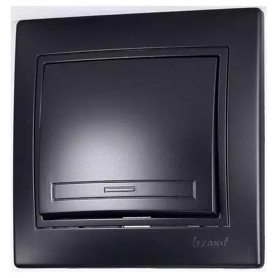 Выключатель 1-кл. 1п СП Мира 10А IP20 со вставкой черн. бархат LEZARD 701-4242-100, изображение 2