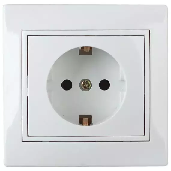 Розетка СП Plano 2P+E Schuko 1-202-01 16А-250В IP20 бел. Intro Б0027609