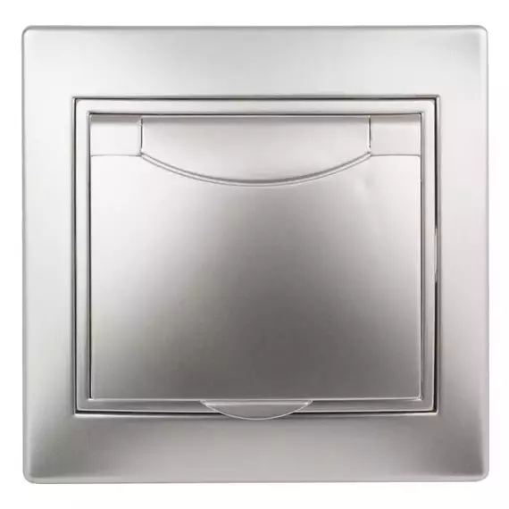 Розетка СП Plano 2P+E Schuko 1-203-03 16А-250В с крышкой IP20 алюм. Intro Б0030062