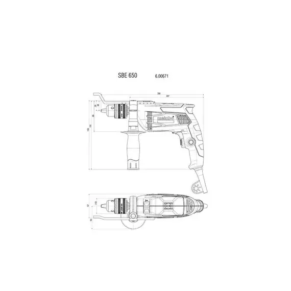 Дрель ударная SBE 650 650Вт БЗП картон Metabo 600742850, изображение 5