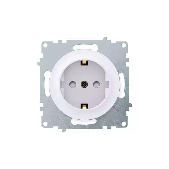Механизм розетки 1-м СП Florence 16А IP20 с заземл. винт. контакты защ. шторки бел. 1E10101300 OneKeyElectro 2172764