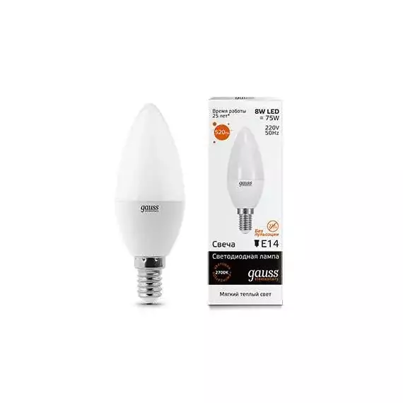 Лампа светодиодная Elementary Candle E14 8Вт 3000К Gauss 33118