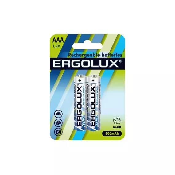 Аккумулятор AAA-600мА.ч Ni-Mh BL-2 1.2В (блист.2шт) Ergolux 12977
