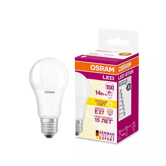 Лампа светодиодная LED Star Classic A 150 13W/827 13Вт грушевидная матовая 2700К тепл. бел. E27 1521лм 220-240В пластик. OSRAM 4058075056985