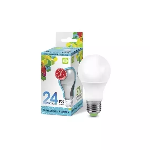 Лампа светодиодная LED-A65-standard 24Вт грушевидная 230В E27 4000К 2160лм ASD 4690612014272