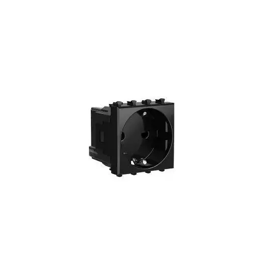 Розетка 1-м 2мод. Avanti "Черный квадрат" 16А IP20 2P+E защ. шторки черн. DKC 4402002