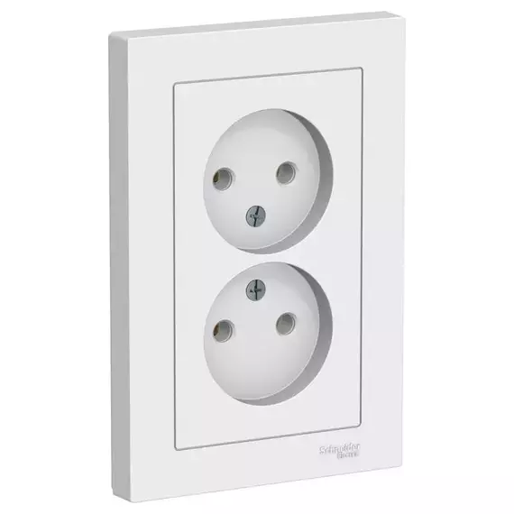 Розетка 2-м СП AtlasDesign 16А IP20 без заземл. в сборе бел. SchE ATN000120