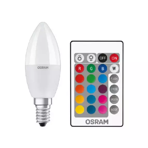 Лампа светодиодная LED Star B 40 5.5W/827 5.5Вт свеча матовая 2700К тепл. бел. E14 470лм 220-240В RGBW + DIM с пультом диммир. пластик. OSRAM 4058075144309, изображение 7
