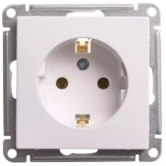 Механизм розетки 1-м СП W59 16А IP20 с заземл. без защ. шторок бел. SchE RS16-154-1-86