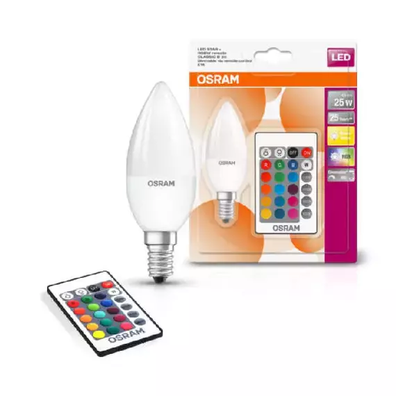 Лампа светодиодная LED Star B 25 4.5W/827 4.5Вт свеча матовая 2700К тепл. бел. E14 250лм 220-240В RGBW + DIM с пультом диммир. пластик. OSRAM 4058075045736, изображение 13