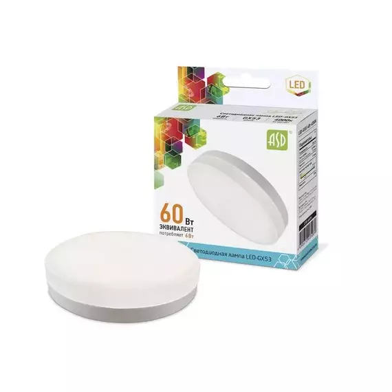 Лампа светодиодная LED-GX53-standard 6Вт таблетка 4000К бел. GX53 540лм 160-260В ASD 4690612005089
