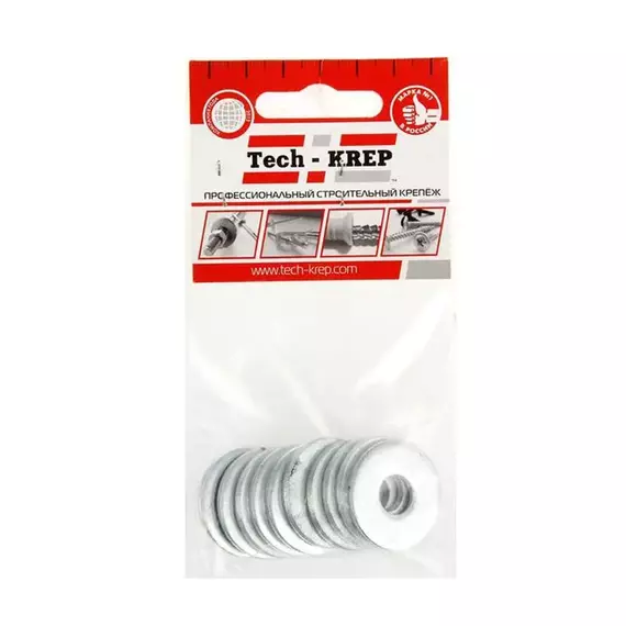 Шайба кузовная M10 цинк. DIN 9021 (уп.10шт) пакет Tech-Krep 103039