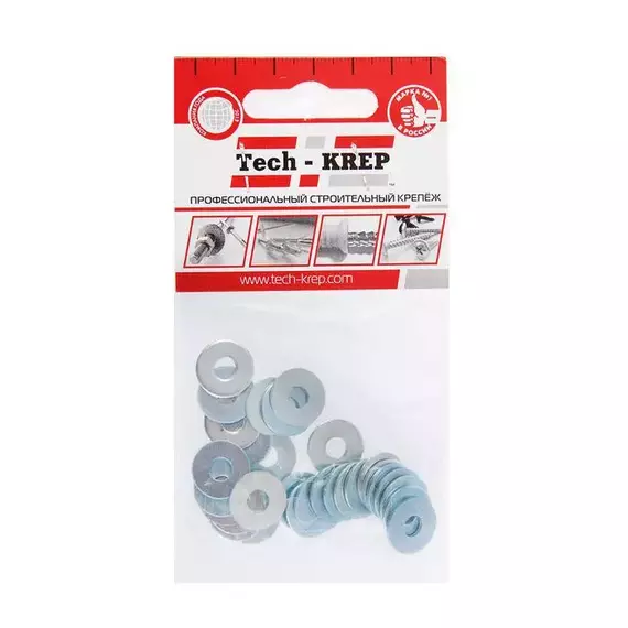 Шайба кузовная M5 цинк. DIN 9021 (уп.30шт) пакет Tech-Krep 103036