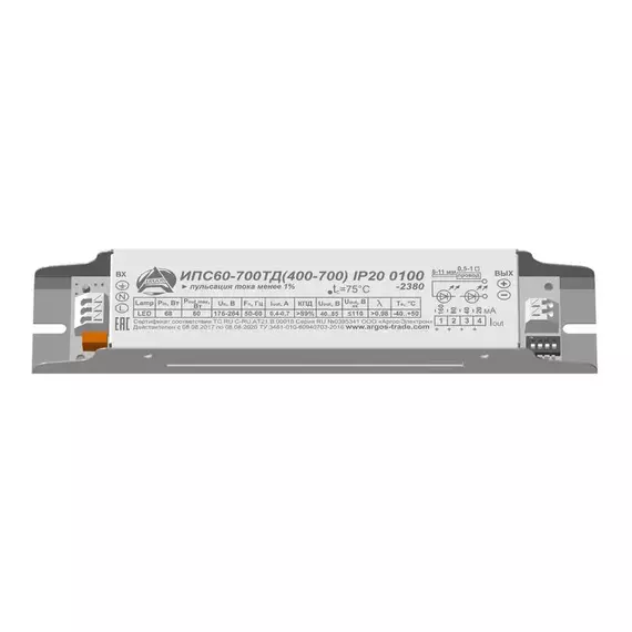 Драйвер ИПС60-700ТД(400-700) 0100 IP20 Аргос, изображение 2