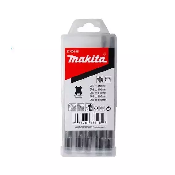 Набор буров SDS-PLUS (5; 6; 8х110; 6; 8х160) (уп.5шт) Makita D-00795