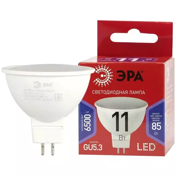Лампа светодиодная ECO LED MR16-11W-865-GU5.3 R (диод софит 11Вт холодн. GU5.3) (10/100/4000) Эра Б0045347