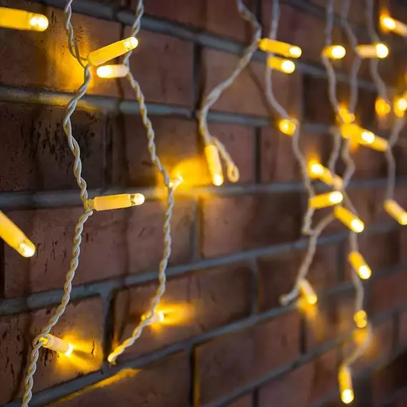 Гирлянда "Айсикл" (бахрома) 4.8х0.6м 152LED тепл. бел. 9.5Вт 220В IP65 провод бел. Neon-Night 255-138-6