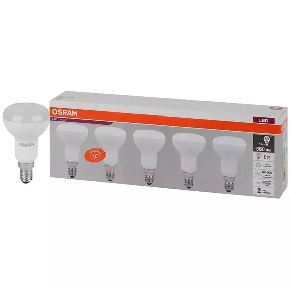 Лампа светодиодная LED Value LVR60 7SW/830 грибовидная матовая E14 230В 2х5 (уп.5шт) OSRAM 4058075583931