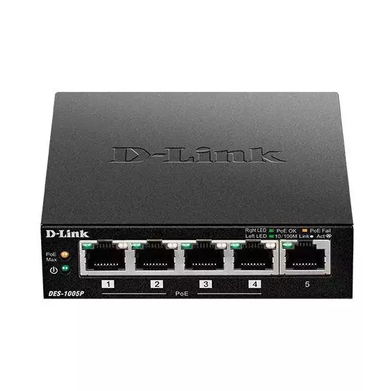 Коммутатор DES-1005P/B1A 5х100Мбайт 4PoE 60Вт неуправляемый D-Link 1088648, изображение 2