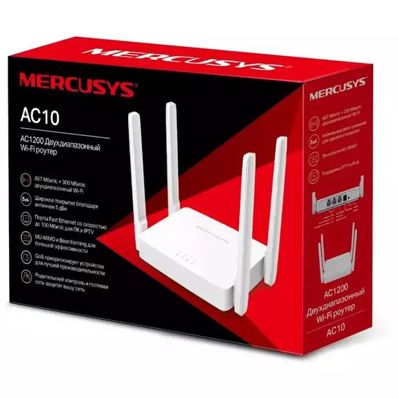Роутер беспроводной AC10 AC1200 10/100BASE-TX бел. MERCUSYS 1438536, изображение 4