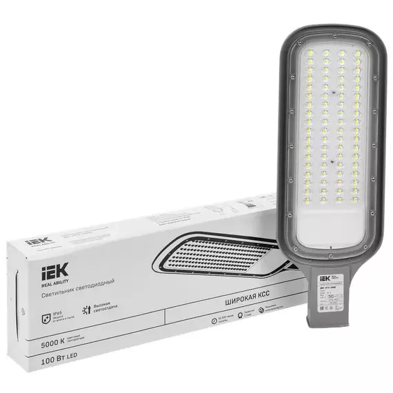 Светильник светодиодный ДКУ 1012-100Ш 5000К IP65 сер. IEK LDKU1-1012-100-5000-K03, изображение 2