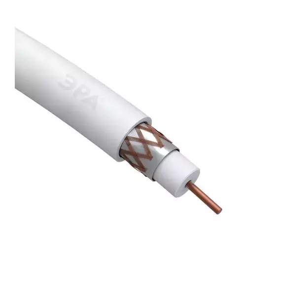 Кабель коаксиальный RG-6U Cu/(оплетка Cu 64%) PVC 75Ом бел. 100м Эра Б0044603