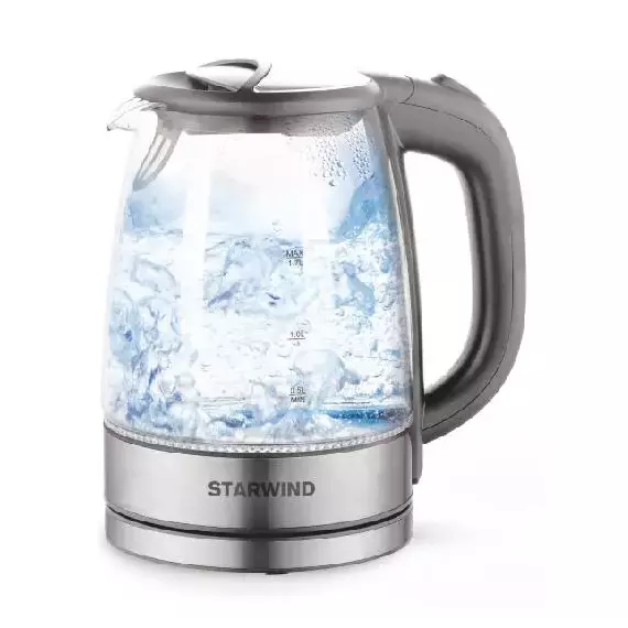 Чайник 1.7л. 2200Вт (стекло) сер./серебр. SKG2315 STARWIND 1204664
