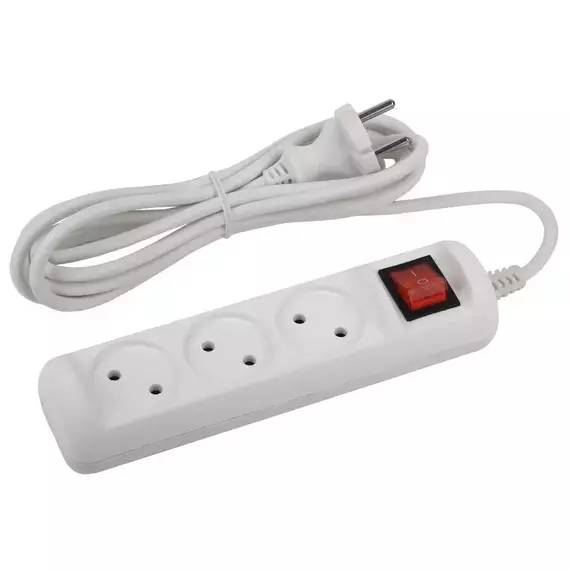 Удлинитель 3х3м без заземл. с выкл. 10А ПВС 2х1 U-3s-3m-2x1 ЭРА Б0044050