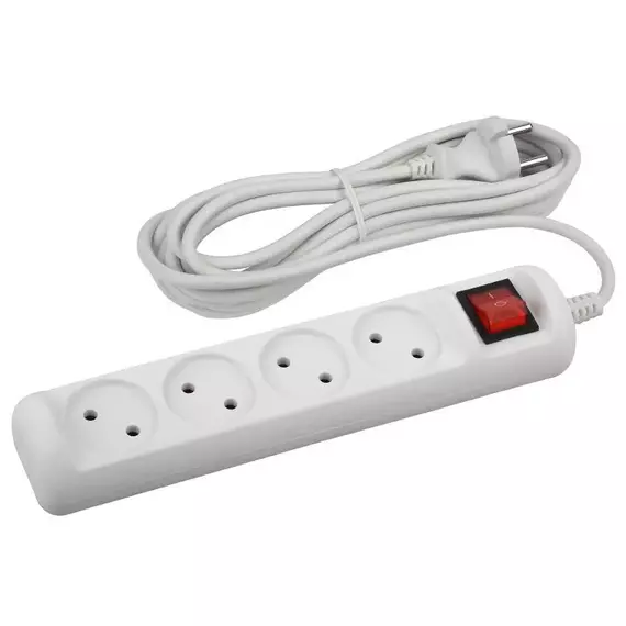 Удлинитель 4х3м без заземл. с выкл. 10А ПВС 2х1 U-4s-3m-2x1 ЭРА Б0044053