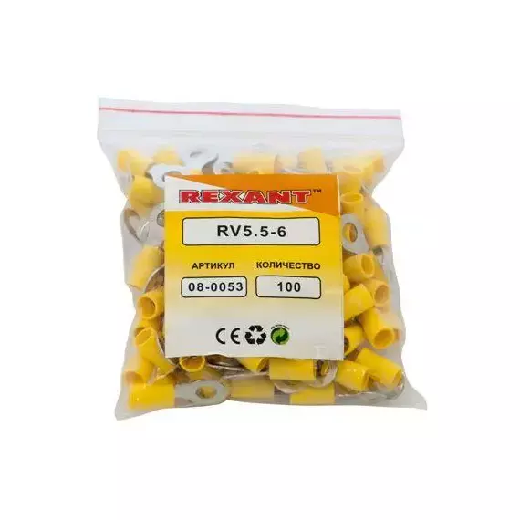 Наконечник кольцевой изолированный (НКИ d6.5мм) 4-6кв.мм (VR5.5-6) REXANT 08-0053