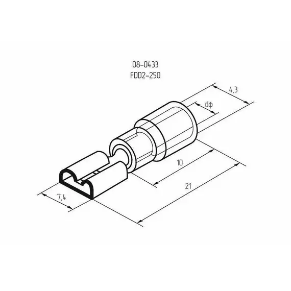Клемма плоская изол. (гнездо) (VF 2-250) REXANT 08-0433, изображение 6
