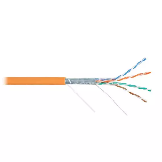 Кабель витая пара F/UTP кат.5e 4х2х24AWG solid LSZH оранж. (уп.305м) NIKOLAN NKL 2200C-OR