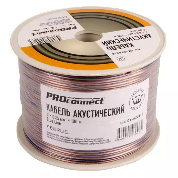 Кабель Stereo 2х0.25 BLUE LINE 100м (м) PROCONNECT 01-6201-6, изображение 2