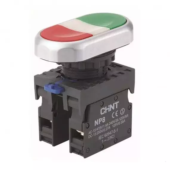 Кнопка двойная NP8-11S 1НО+1НЗ IP65 (R) CHINT 667178