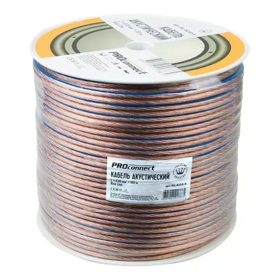 Кабель Stereo 2х6 BLUELINE прозр. (уп.100м) PROCONNECT 01-6210-6, изображение 2